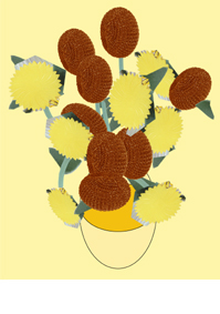 variation on Van Gogh's 'Sunflowers' using kitchen scourers